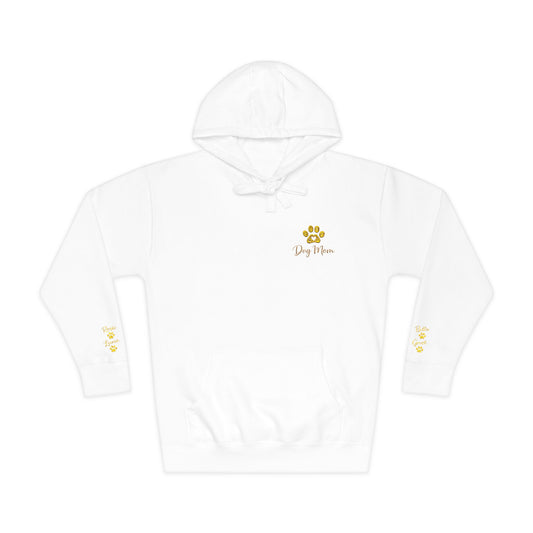 Hoodie — Yellow Paw Print “Dog Mom” Fleece Hoodie