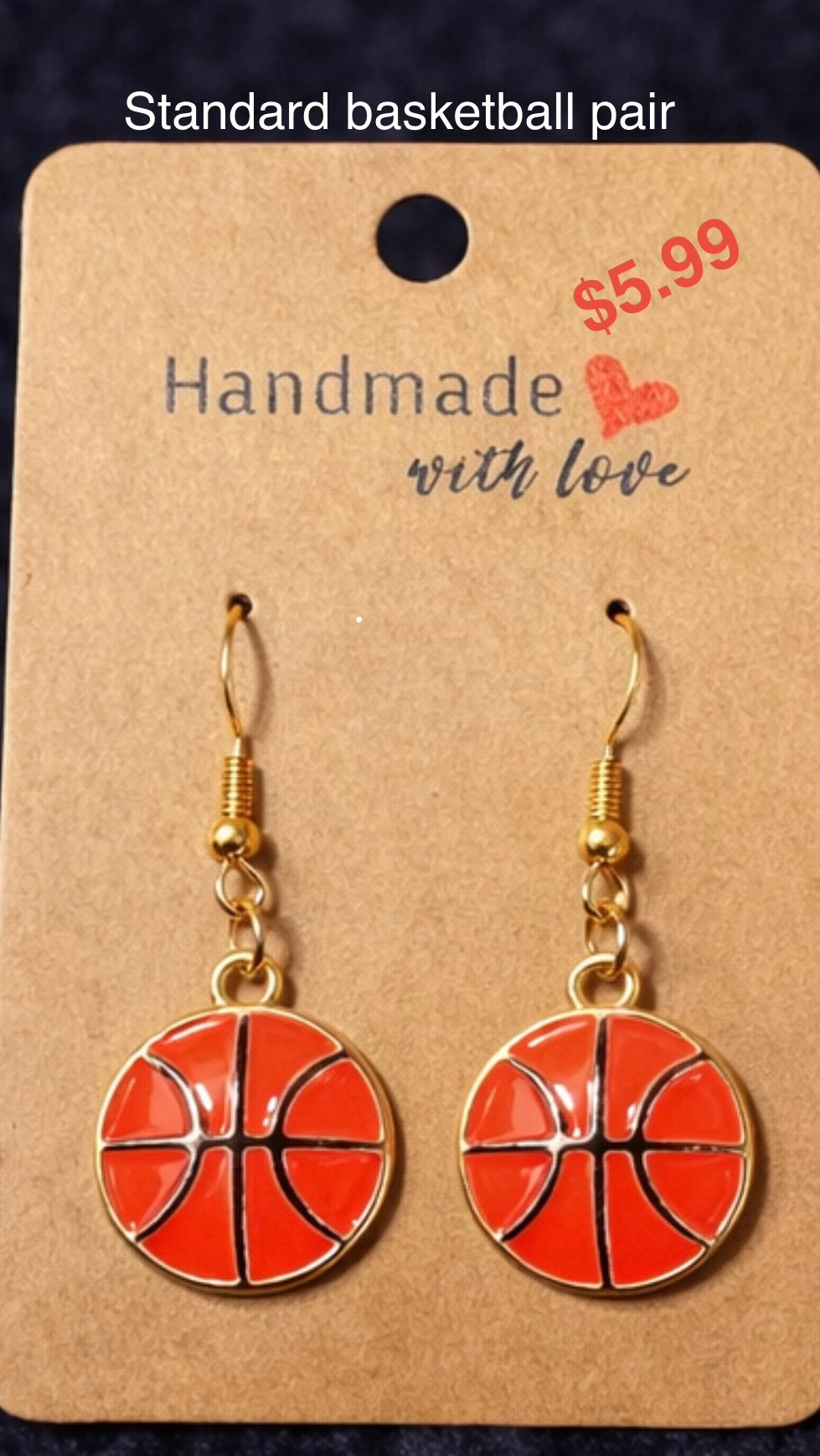 Basketball earrings 1 standard pair (or) 1 bling pair