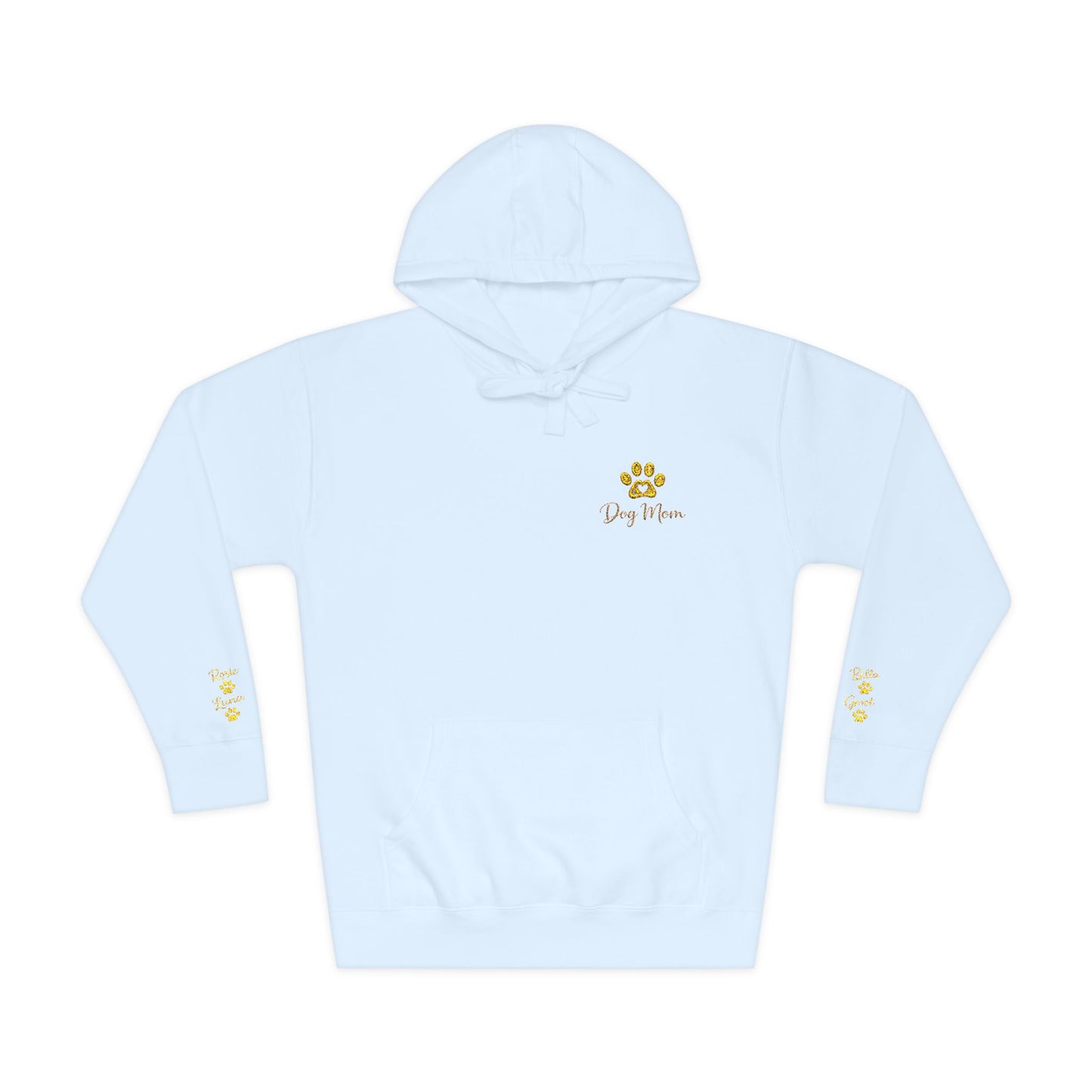 Hoodie — Yellow Paw Print “Dog Mom” Fleece Hoodie