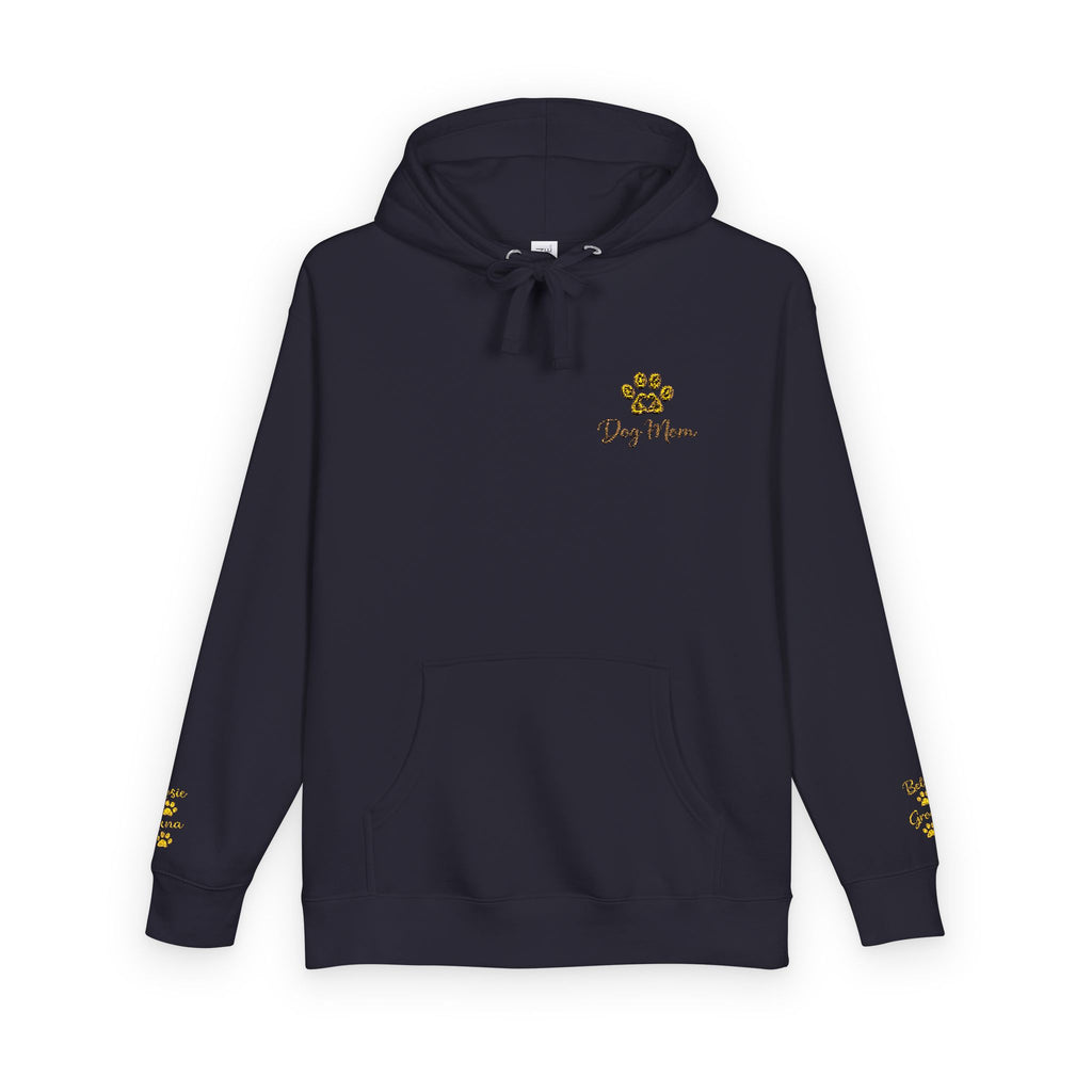 Hoodie — Yellow Paw Print “Dog Mom” Fleece Hoodie