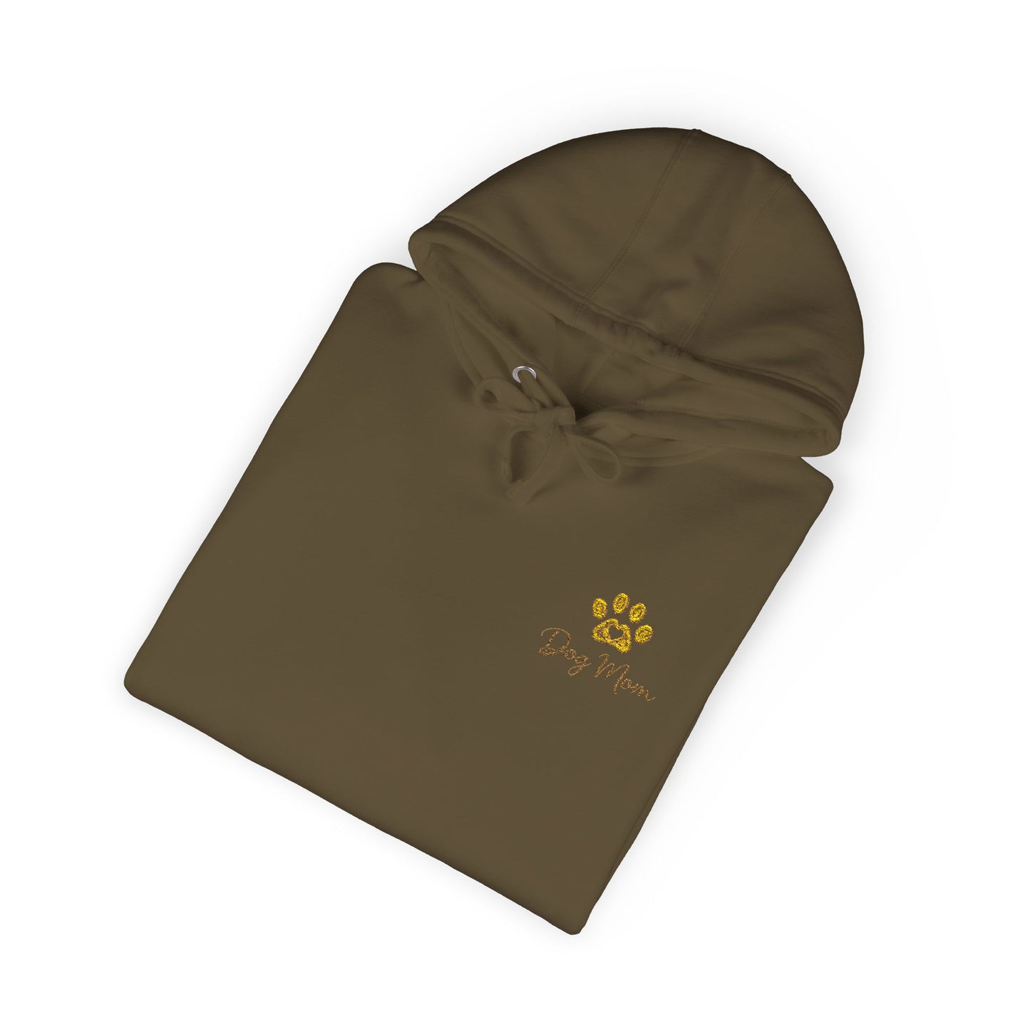 Hoodie — Yellow Paw Print “Dog Mom” Fleece Hoodie