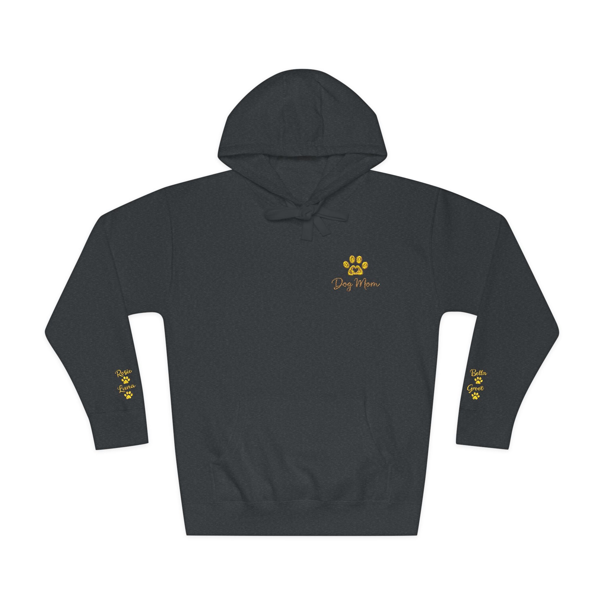 Hoodie — Yellow Paw Print “Dog Mom” Fleece Hoodie