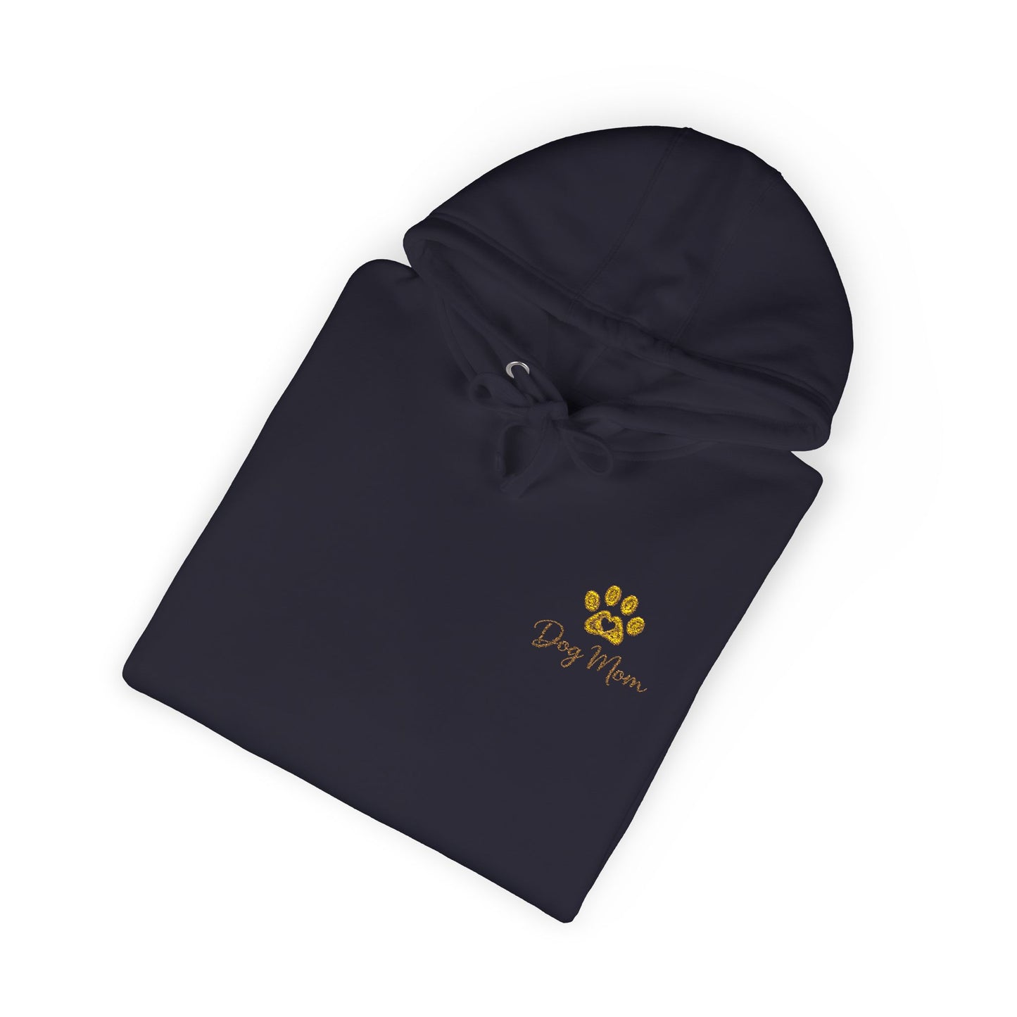 Hoodie — Yellow Paw Print “Dog Mom” Fleece Hoodie