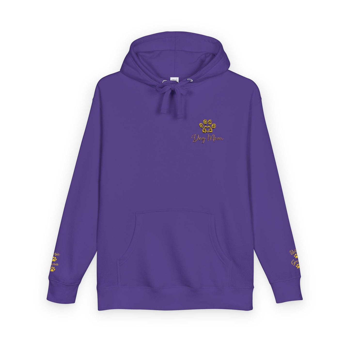 Hoodie — Yellow Paw Print “Dog Mom” Fleece Hoodie