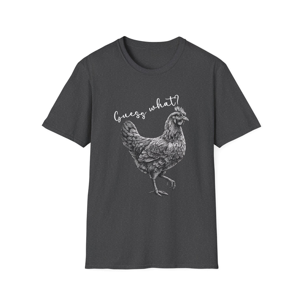 Chicken Graphic T-Shirt – "Guess What?" Farmhouse Hen Tee