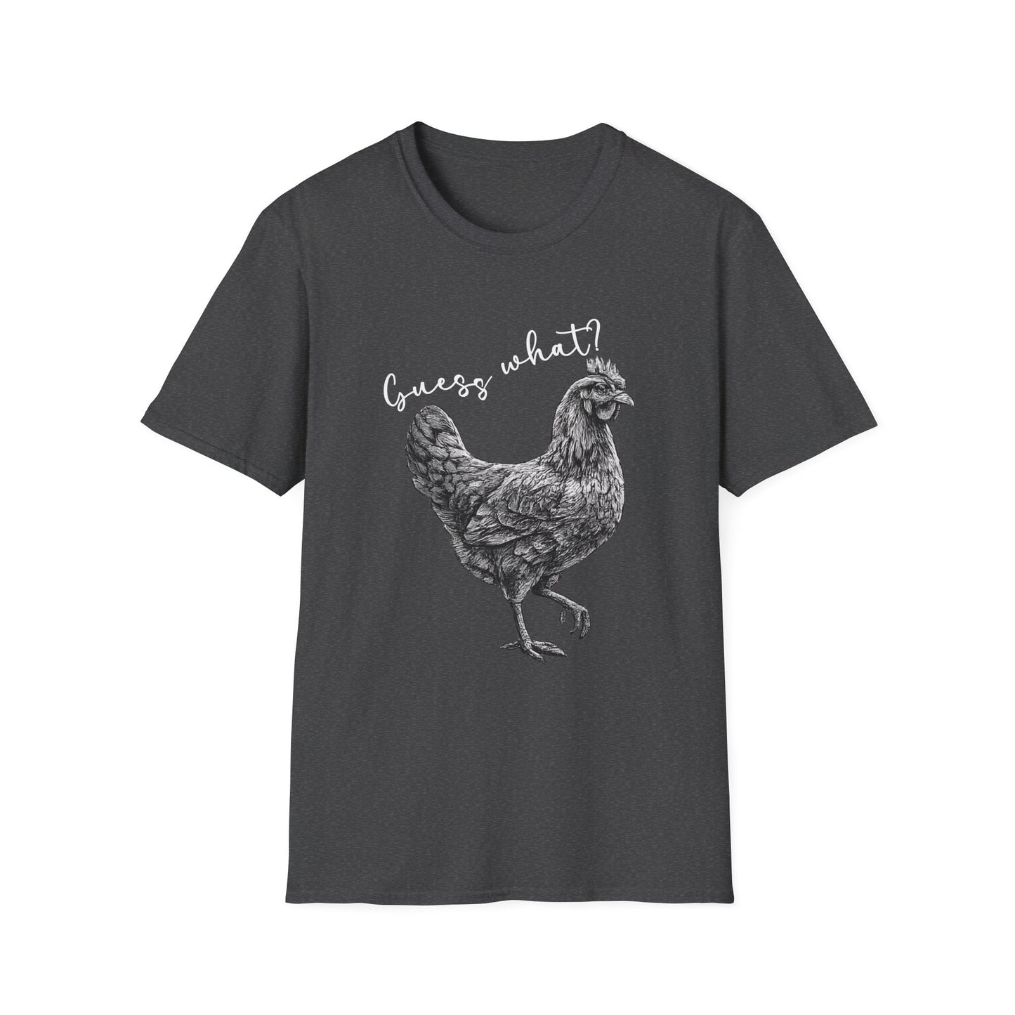 Chicken Graphic T-Shirt – "Guess What?" Farmhouse Hen Tee