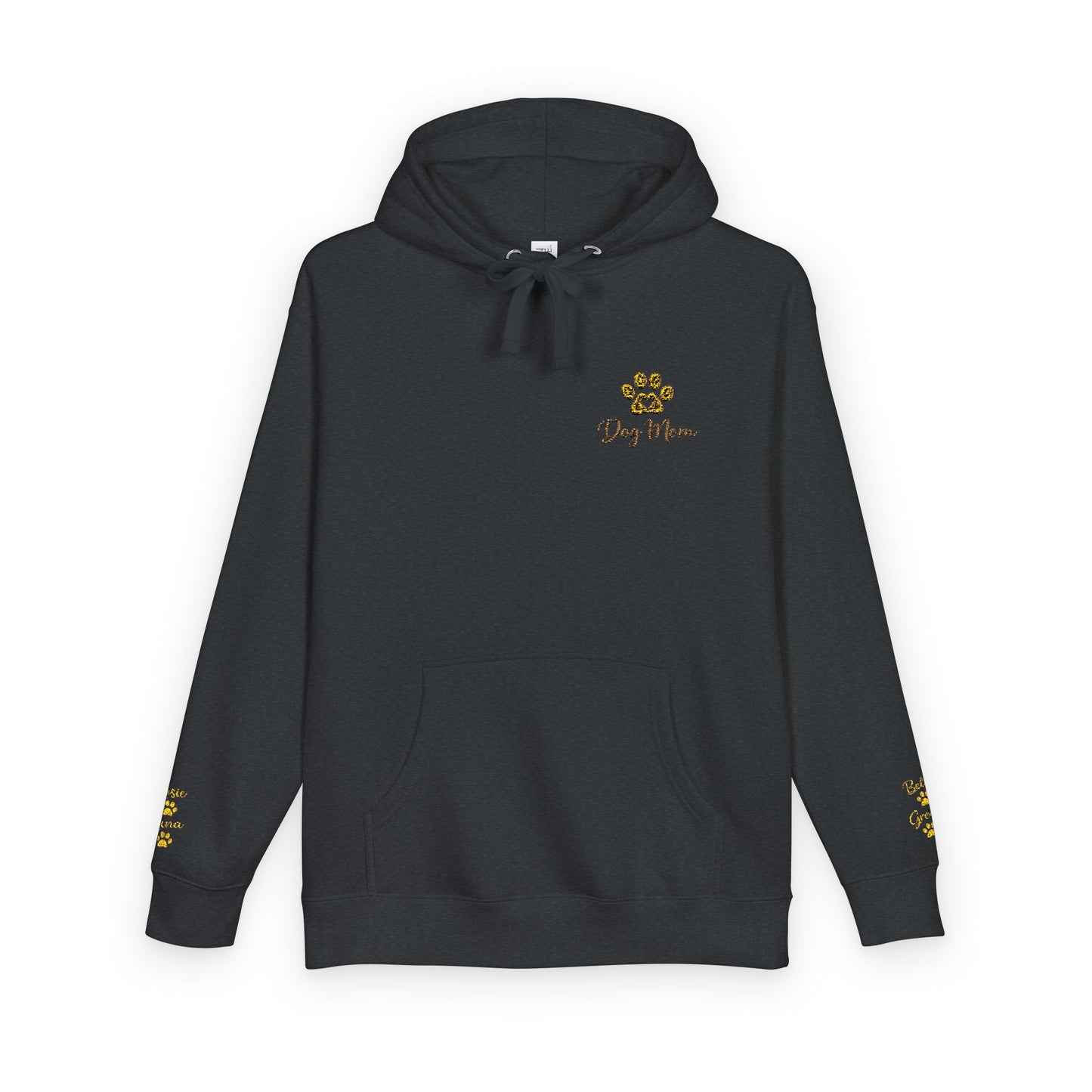 Hoodie — Yellow Paw Print “Dog Mom” Fleece Hoodie