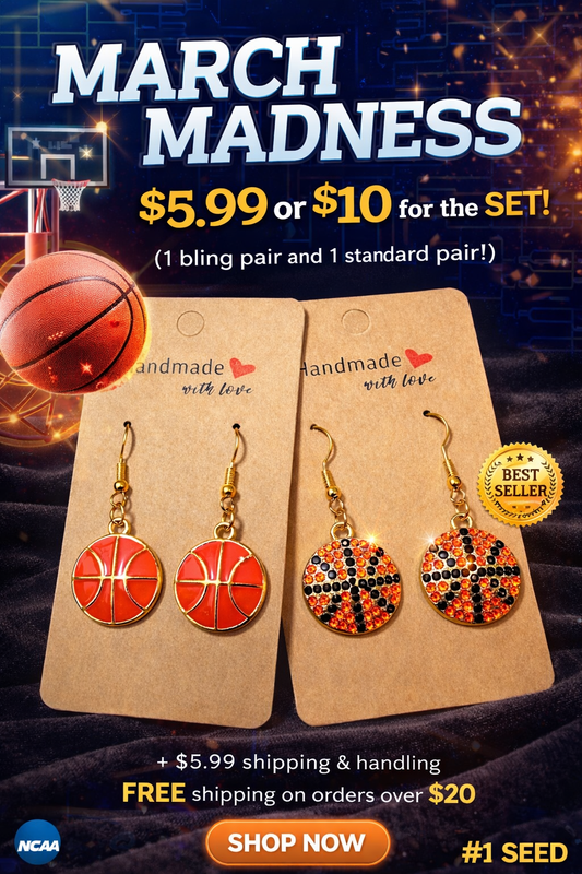 Basketball earrings set 1 Bling pair -&- 1 standard pair