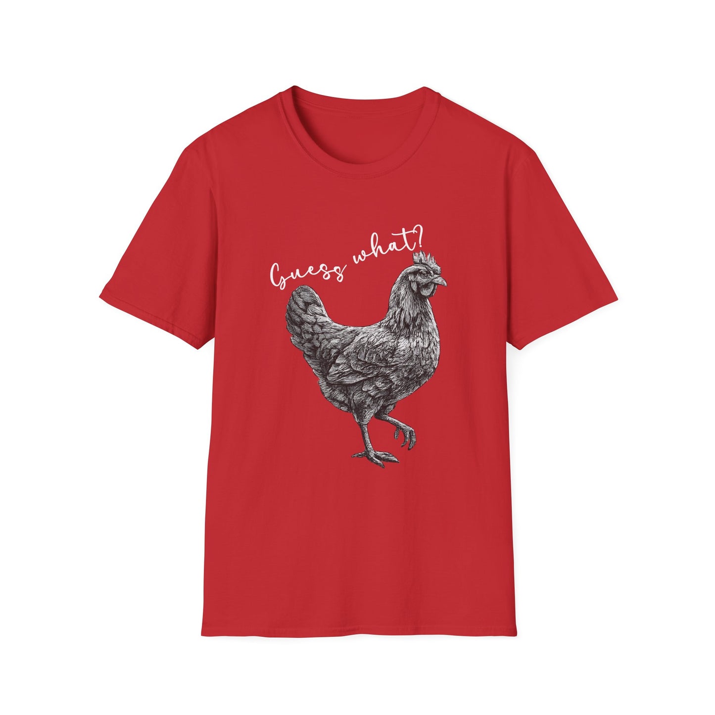 Chicken Graphic T-Shirt – "Guess What?" Farmhouse Hen Tee
