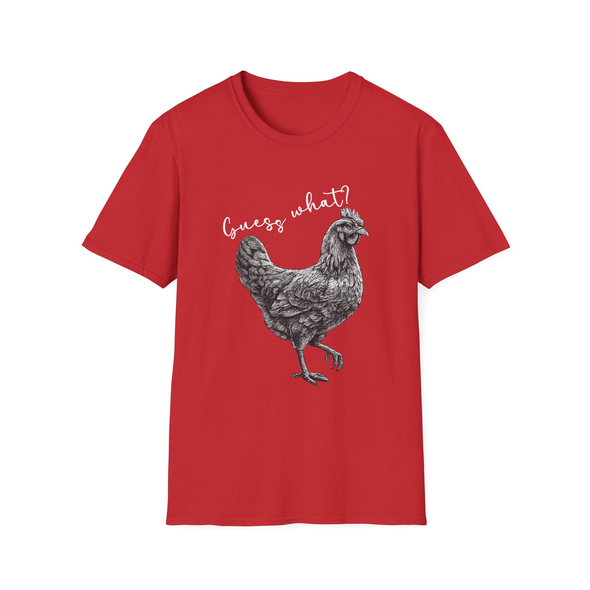 Chicken Graphic T-Shirt – "Guess What?" Farmhouse Hen Tee