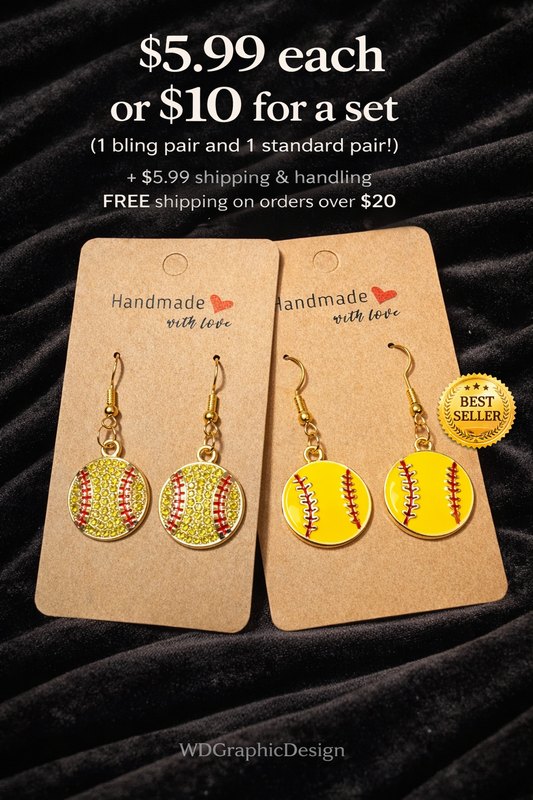 Softball earring set 1 Bling pair -&- 1 standard pair