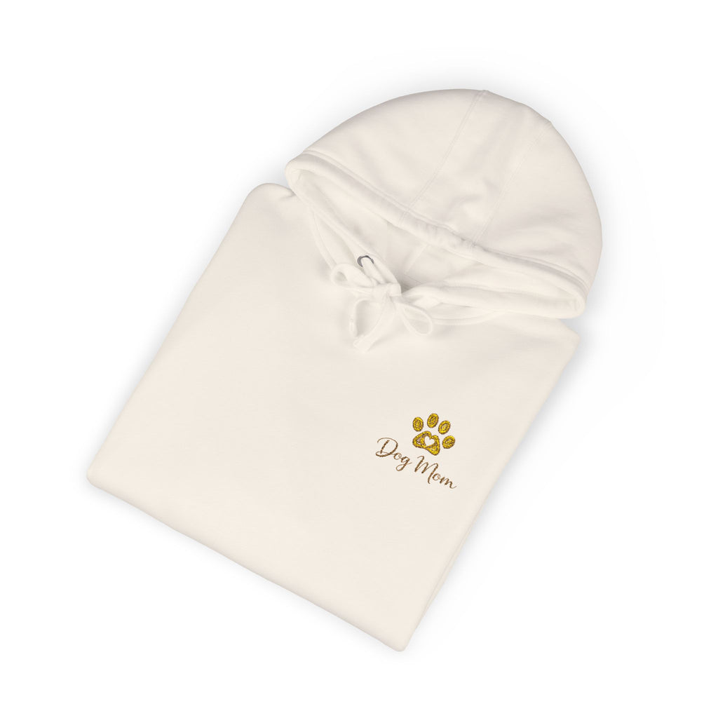 Hoodie — Yellow Paw Print “Dog Mom” Fleece Hoodie