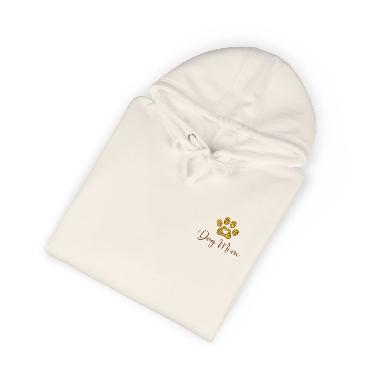 Hoodie — Yellow Paw Print “Dog Mom” Fleece Hoodie