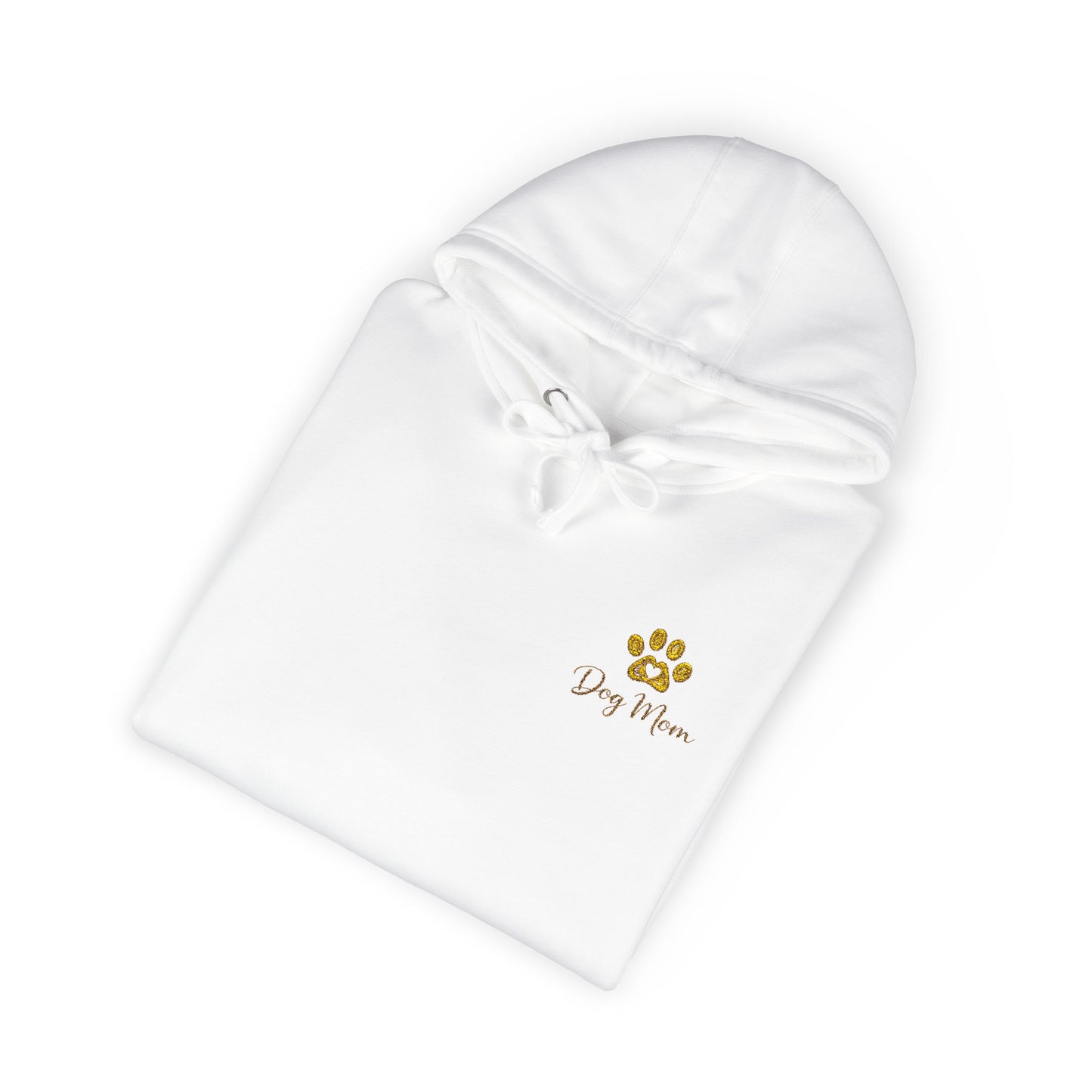 Hoodie — Yellow Paw Print “Dog Mom” Fleece Hoodie