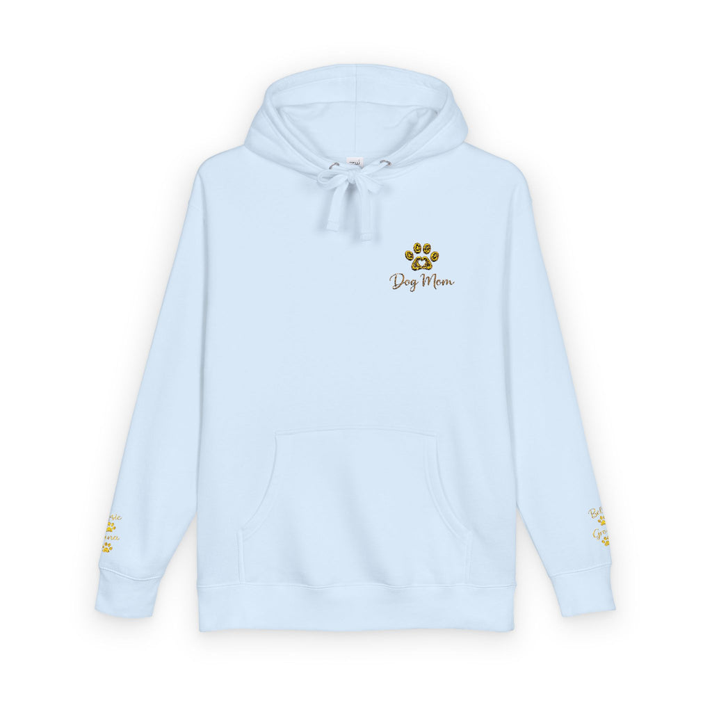 Hoodie — Yellow Paw Print “Dog Mom” Fleece Hoodie