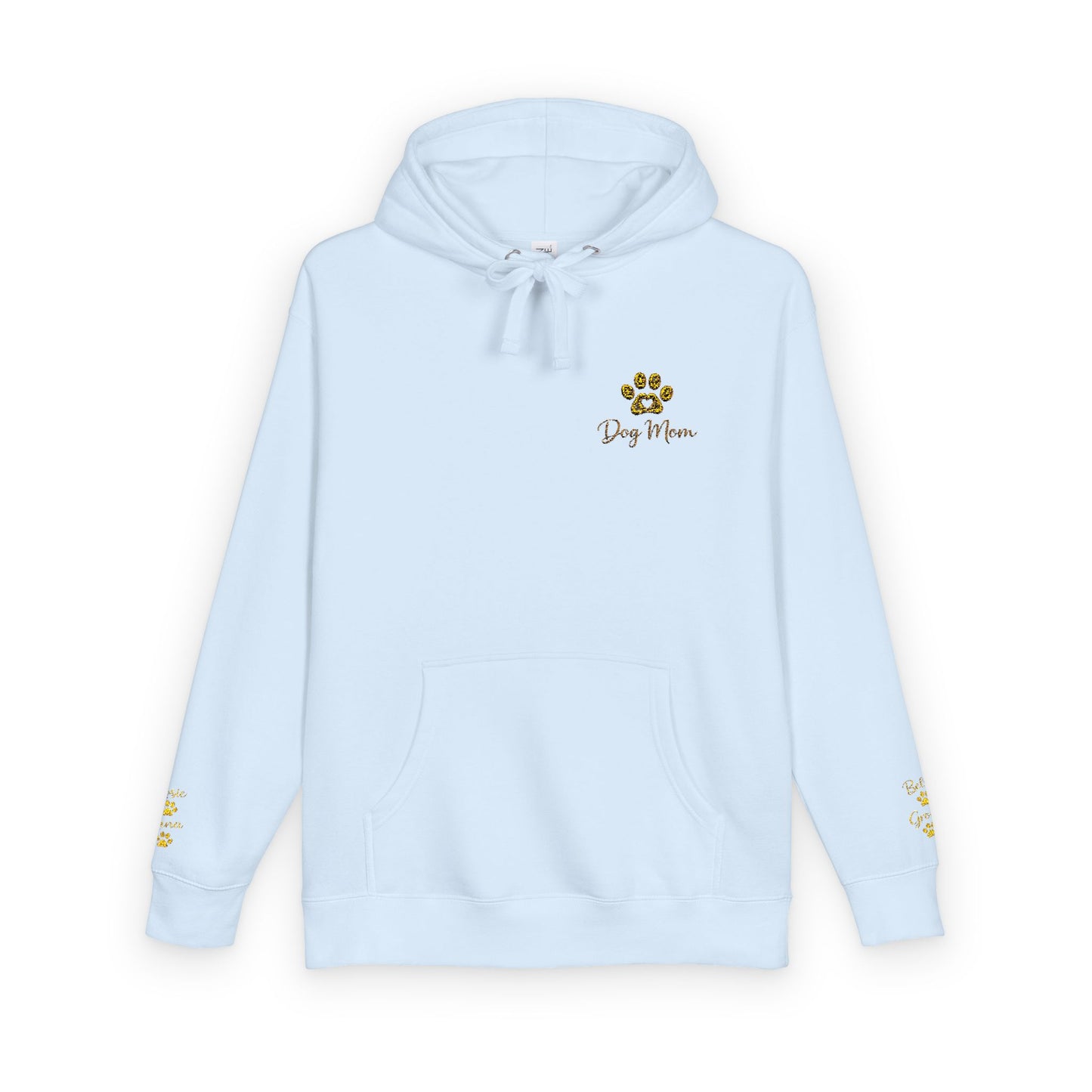 Hoodie — Yellow Paw Print “Dog Mom” Fleece Hoodie