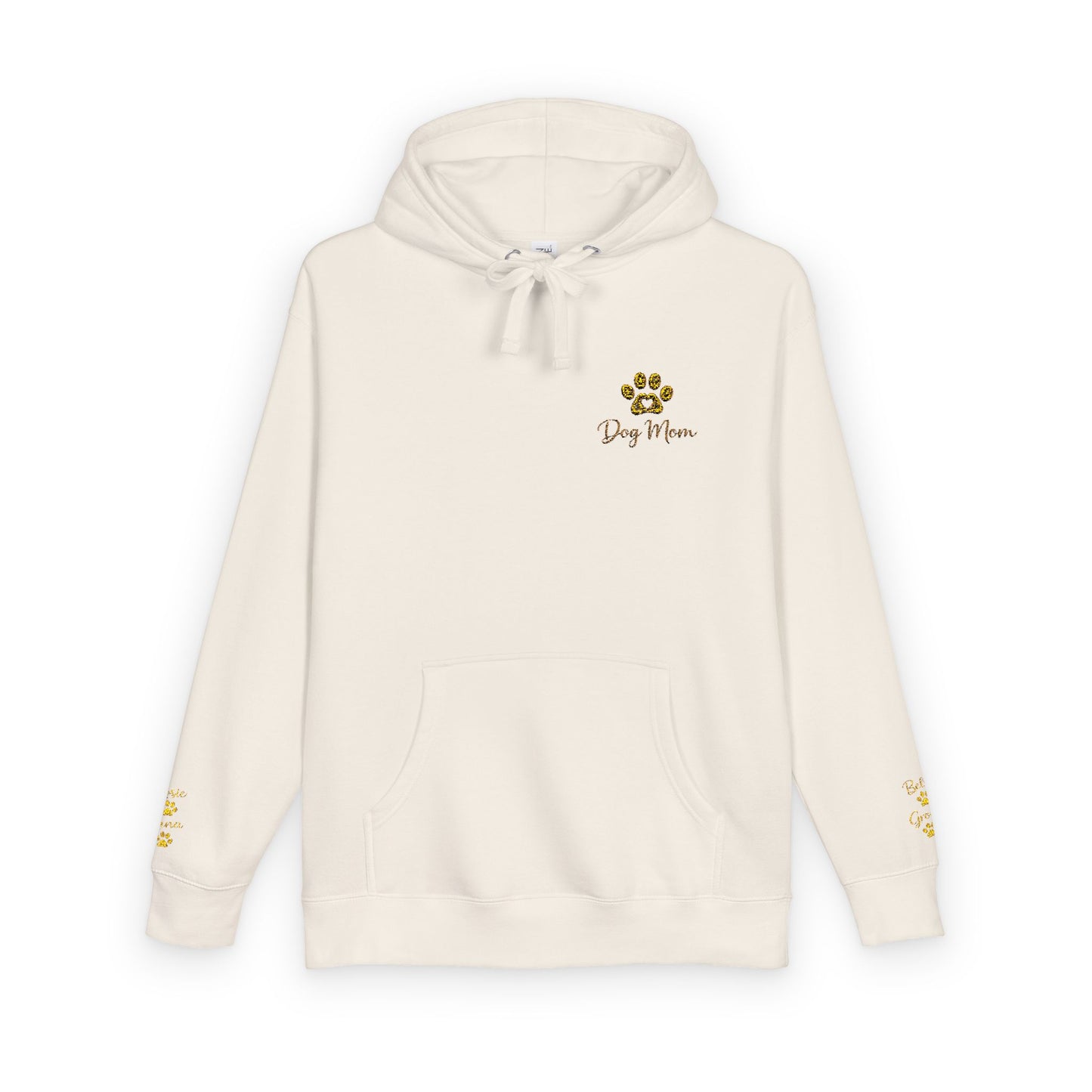 Hoodie — Yellow Paw Print “Dog Mom” Fleece Hoodie