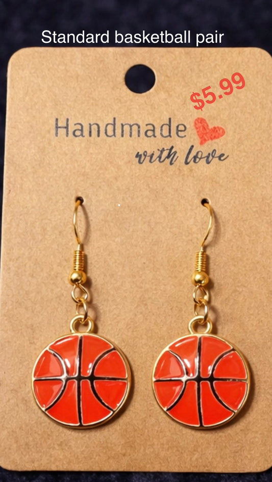 Basketball earrings 1 standard pair (or) 1 bling pair